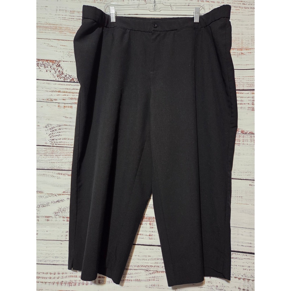 CJ Banks Womens 22W Black Cropped Trousers Stretch Career Casual Pants